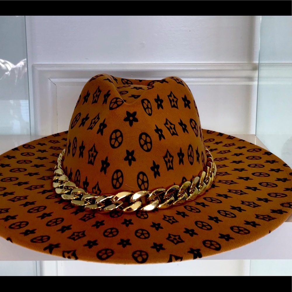 Brown luxury print Panama hat